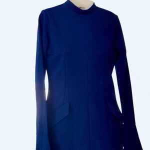 Elegant Navy Long Sleeve Dress with pockets S